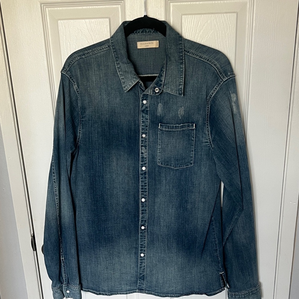 All Saints Light Blue Denim Shirt